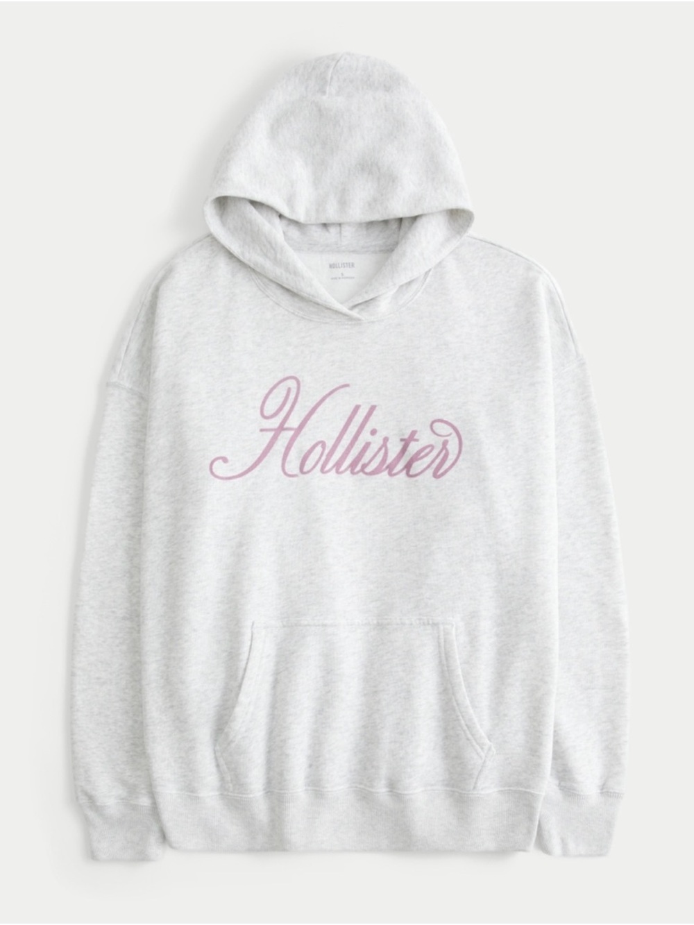 Hollister Heather Gray Hoodie with Pink Script